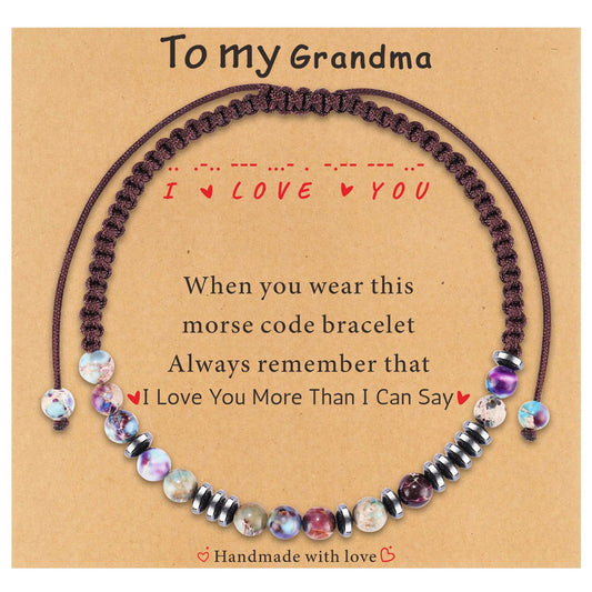 TAGOMEI Grandma Mothers Day Gifts Birthday Gifts for Grandma from Granddaughter, Morse Code Bracelets for Women Inspirational Gifts for Women Presents Unique Handmade Beaded Bracelets Christmas Gifts