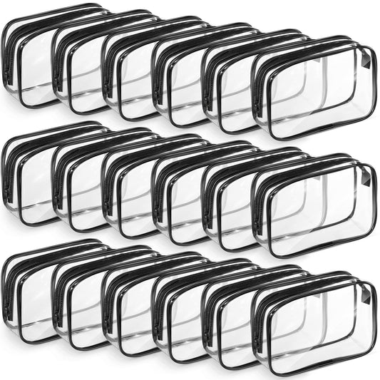 18 Pack Clear Makeup Bags Clear Cosmetic Bag PVC Plastic Zippered Pouches Portable Toiletry Bags for Women Men Travel Vacation Bathroom Organizing (Black Border)
