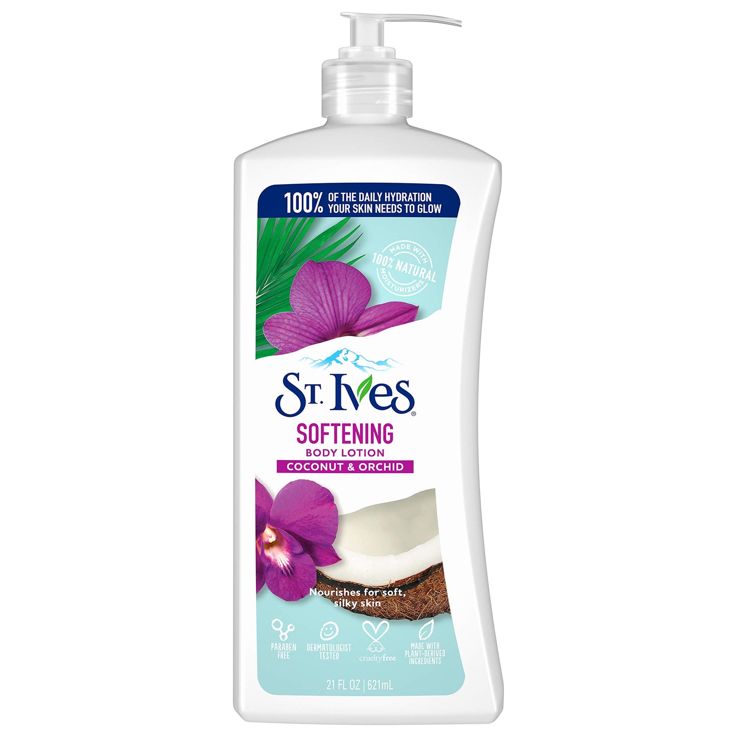 St. Ives Softening Hand & Body Lotion Moisturizer for Dry Skin Coconut & Orchid Made with 100% Natural Moisturizers 21 oz