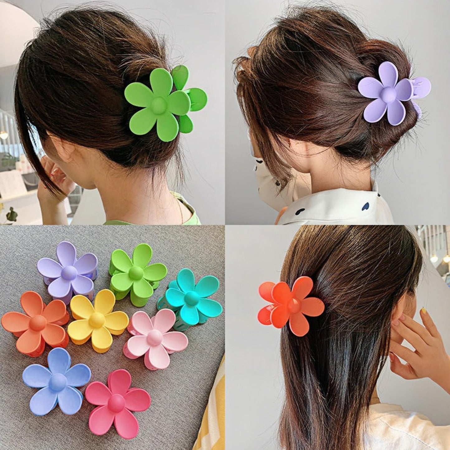 8PCS Hawaiian Flower Hair Clips for Women, Preppy Plumeria Hibiscus Hair Clips, Cute Dasiy Claw Clips for Thick Thin Hair, Summer Beach Essentials Hair Clips for Girls 8 Colors