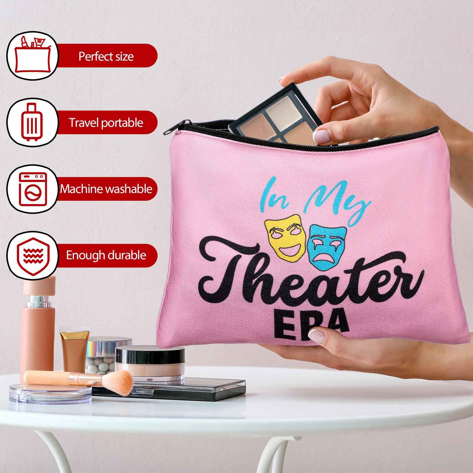 Reginary 12 Pcs Theater Makeup Bags Bulk Theater Gifts for Women Musical Broadway Cosmetic Bags Zipper Pouch Drama Comedy Tragedy Mask Gifts for Theatre Lovers Actors and Students