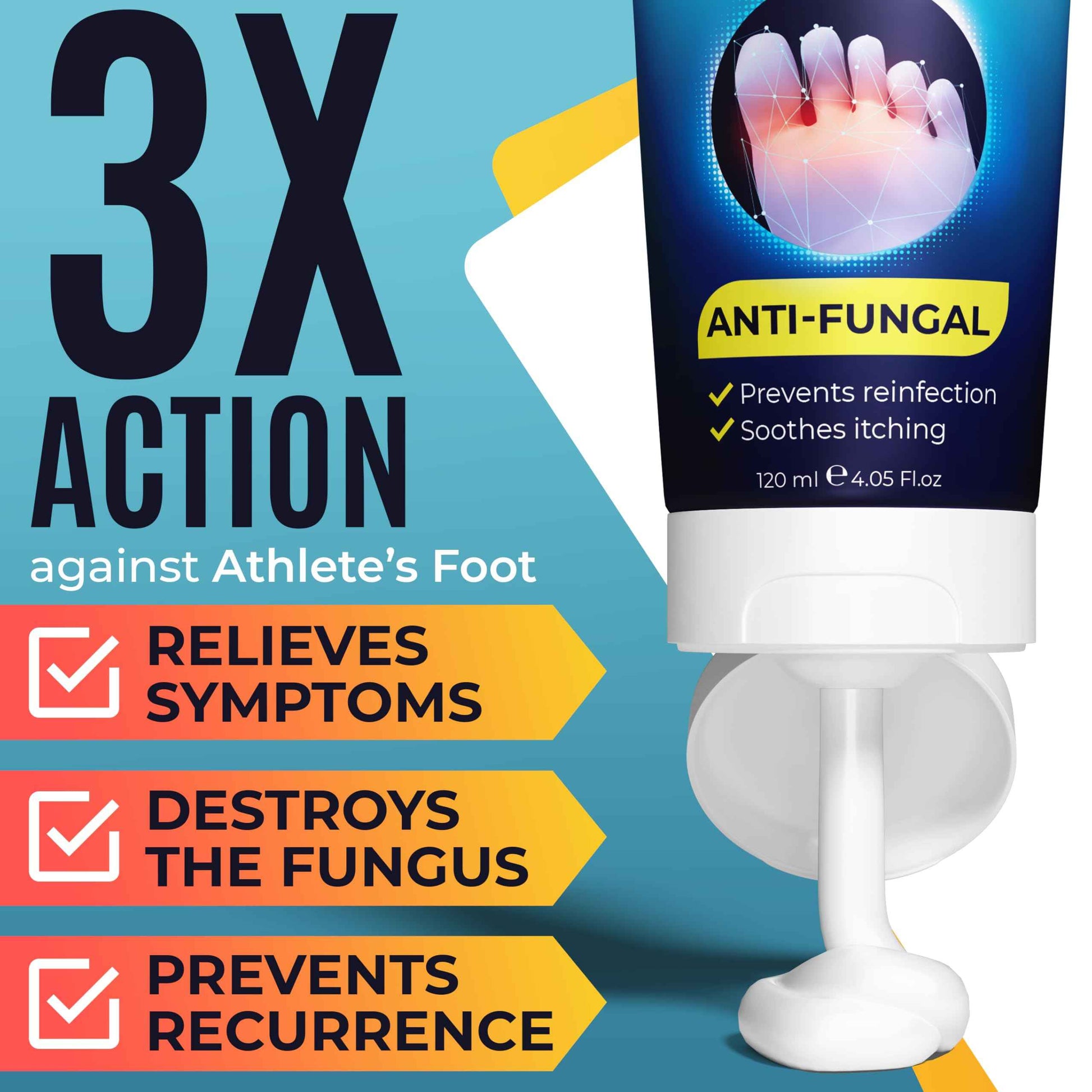 Foot Cream | Athlete’s Foot Cream for Cracked Heels, Dry Skin & Itchy Feet | Relieves Itching, Burning & Redness | Antifungal Treatment Helps with Nail Fungus, Jock Itch & Ringworm | 4.05 fl oz