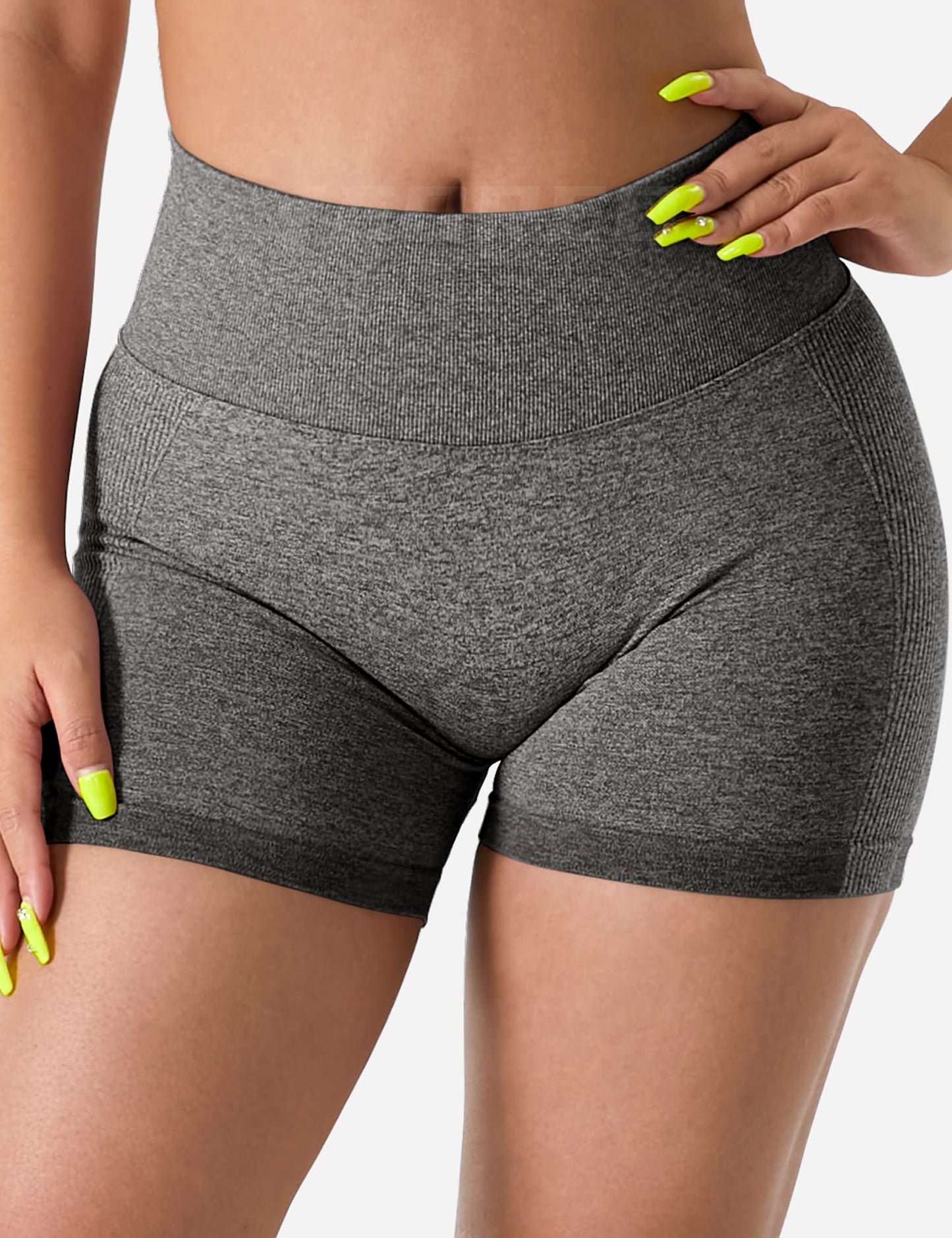 YEOREO Professional Women Workout Shorts 3.6" Scrunch Shorts Seamless High Waisted Contour Gym Yoga Biker Shorts Dark Gray