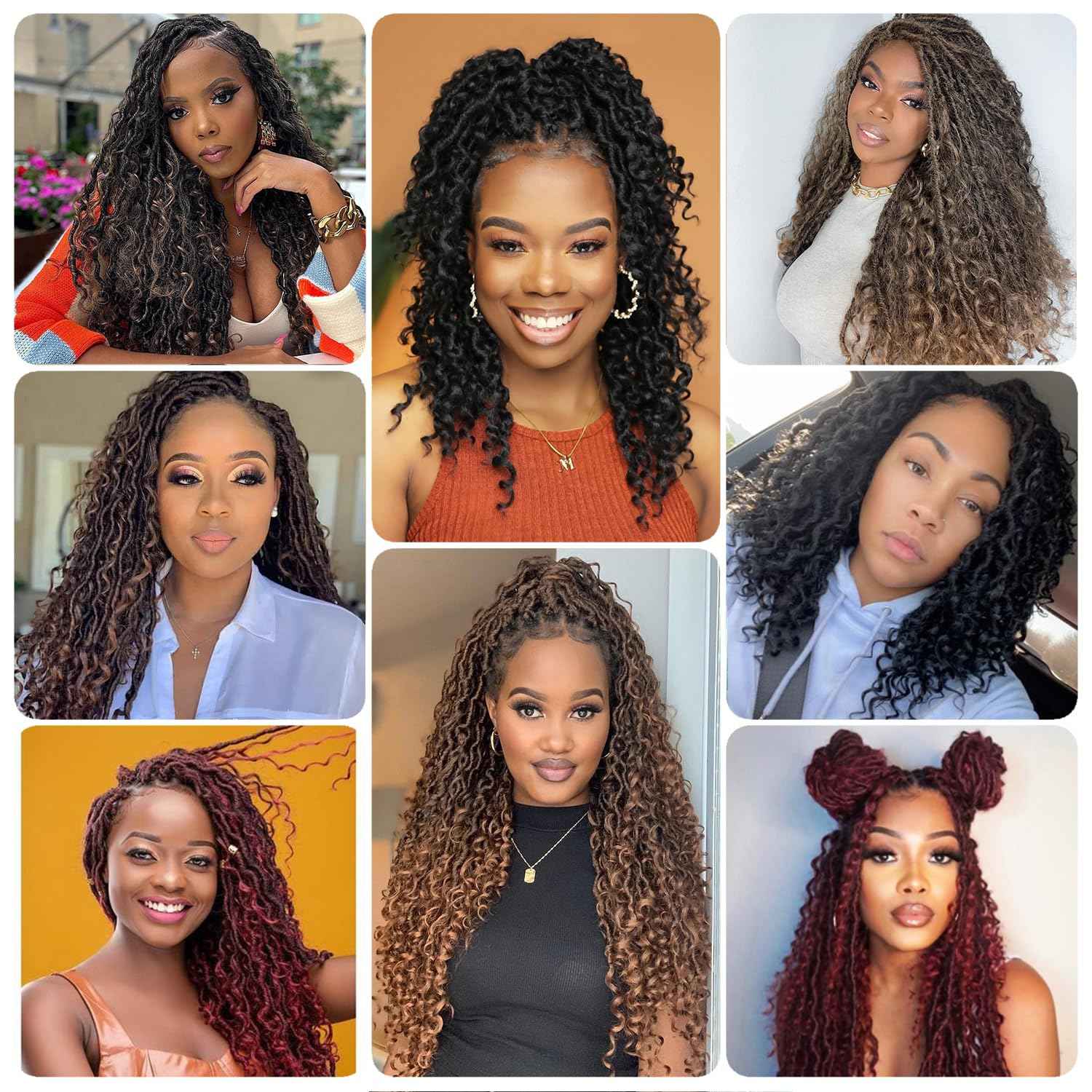 Forevery Goddess Locs Crochet Hair 18 Inch Faux Locs Crochet Hair for Black Women PreLooped 6 Packs Crochet Locs With Curly Ends T350