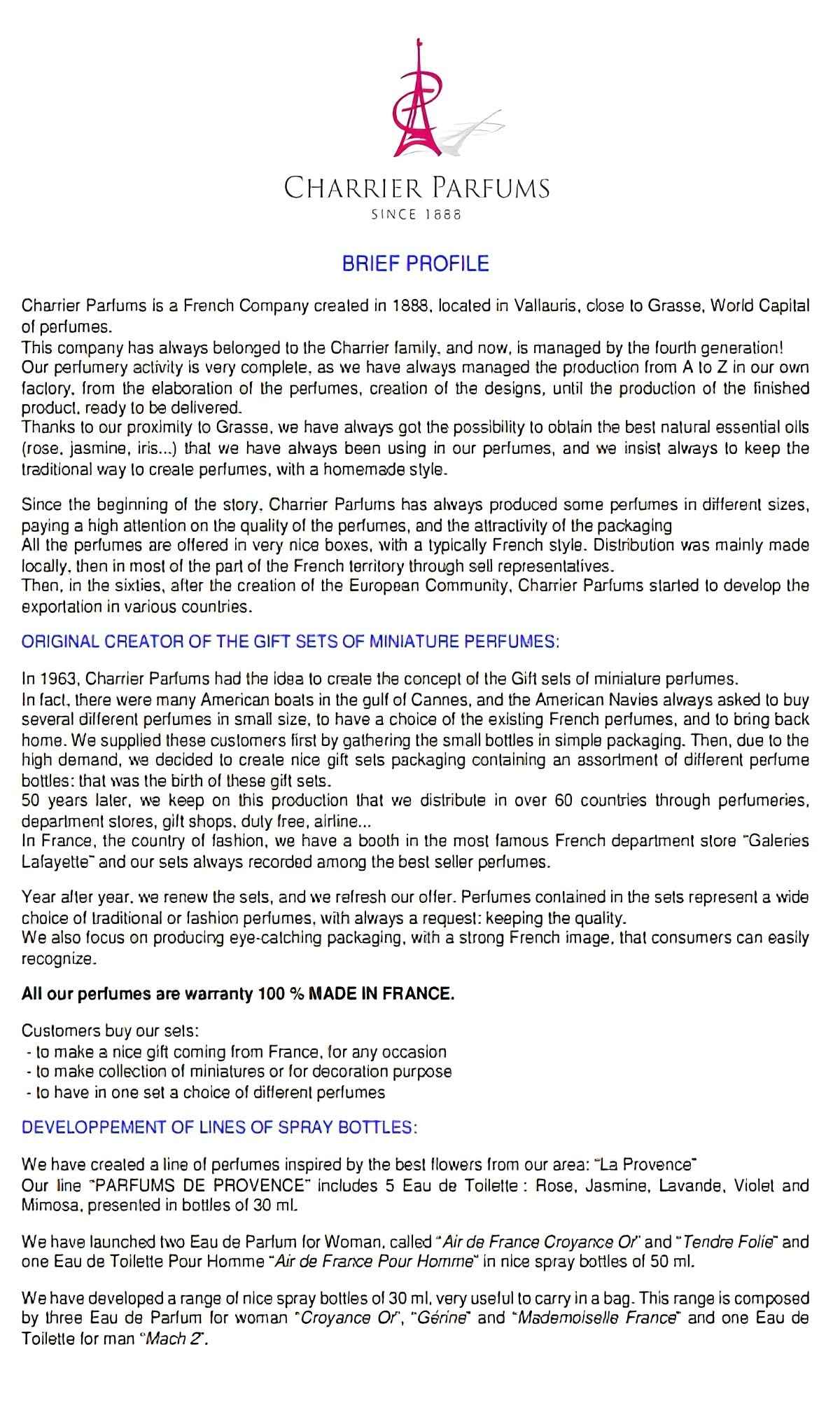 Charrier Parfums - 5 Eaux de Parfum Gift Set - 'Collection Luxe' - 49.7 ml - Made in Provence, France