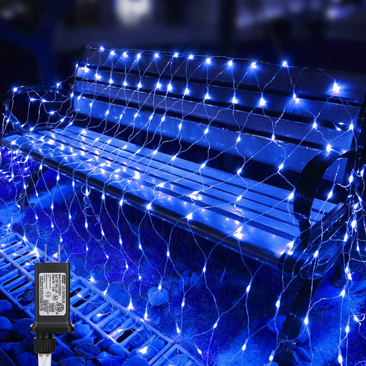 11.5ft x 5ft Christmas Net Lights Outdoor, 360 LED Net Lights with 8 Modes, Connectable, Timer, Waterproof Low Voltage Bush Mesh Fairy String Lights for Christmas, Xmas Indoor Decoration (Blue)