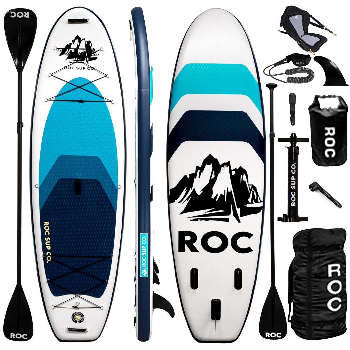 Roc Inflatable Stand Up Paddle Boards 10 ft 6 in with Premium SUP Paddle Board Accessories, Wide Stable Design, Non-Slip Comfort Deck for Youth & Adults (Royal W Kayak Seat)