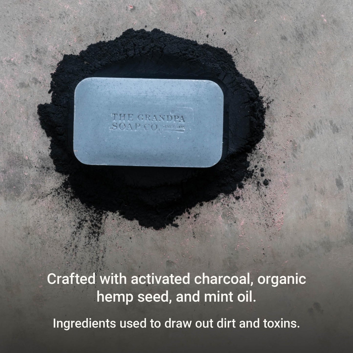 The Grandpa Soap Company Charcoal Bar Soap - With Activated Charcoal Hemp Seed and Mint Oil, Detoxifies, Draws Out Dirt and Toxins, Clear Congested Pores, Vegan, 4.25 Oz, 6 Pack