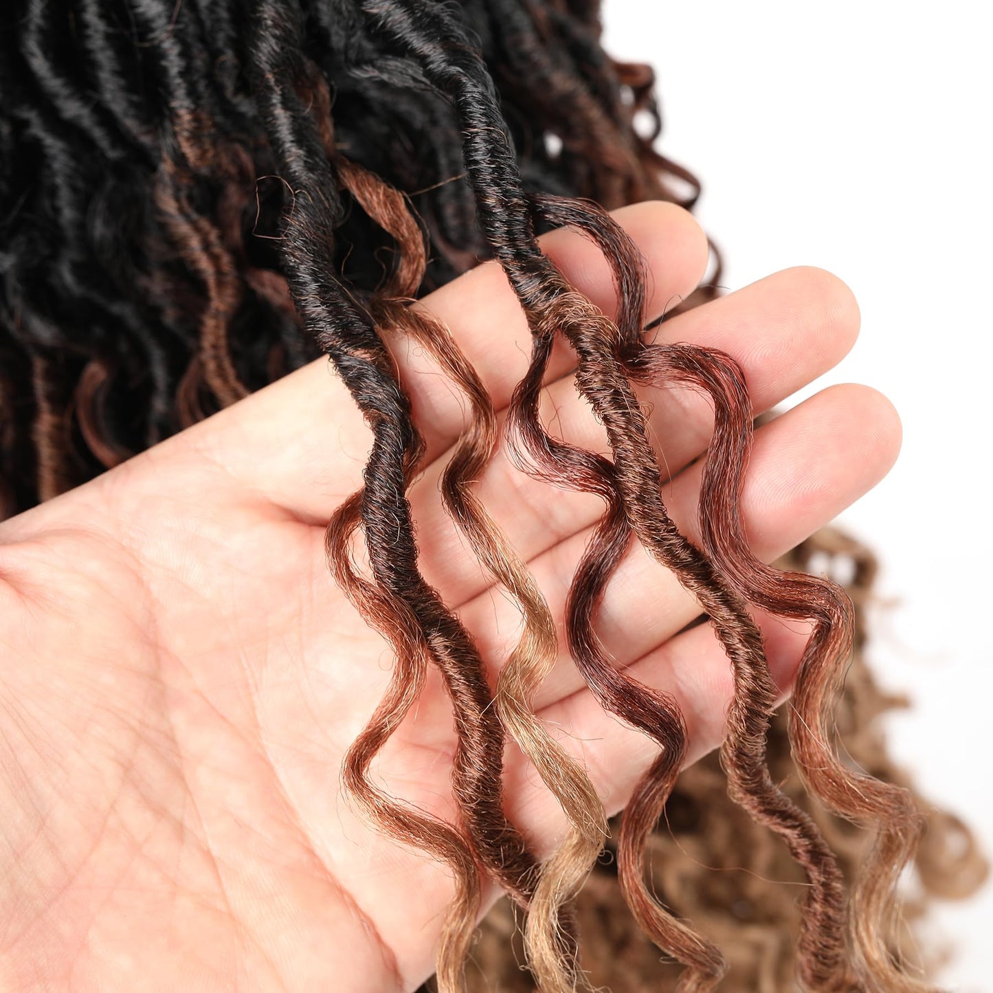 Aipin New Goddess Locs Crochet Hair 18 Inch Boho River Locs Hippile Wavy Crochet With Curly Hair In Middle And Ends Braids Hair Extensions (8 Packs,18 inch, OM3T3027)