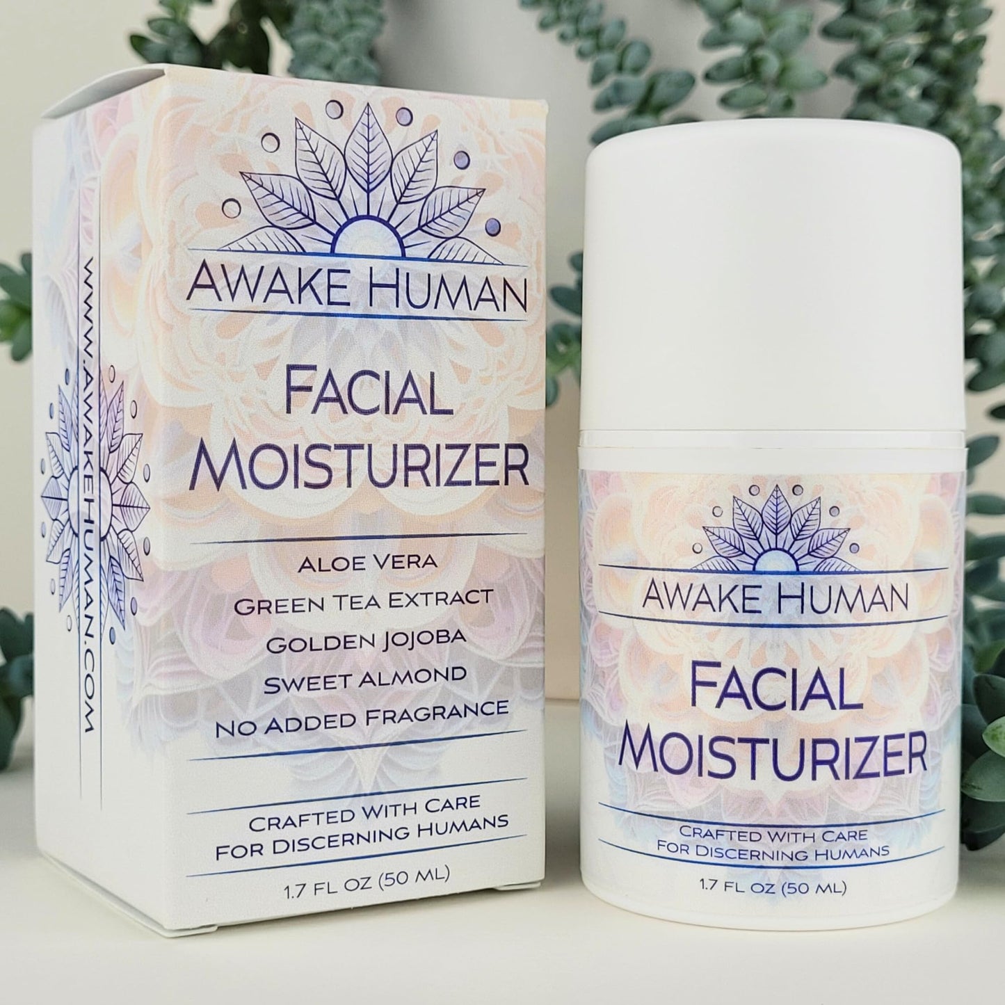 Natural Face Moisturizer for Dry Sensitive Skin - Organic Natural Face Cream - Facial Aloe & Green Tea Moisturizer Cruelty Free - Vegan Face Moisturizer for Women, Acne-Safe, Anti-Aging, No Fragrance