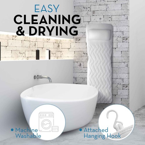 BASIC CONCEPTS Full Body Bath Pillow, Bathroom Tub Thick Pillow for Neck and Back Support, Extra Thick Bathtub Cushion & Bathtub Pillow Headrest, Bathtub Accessories for Women Men, 22 Suction Cups