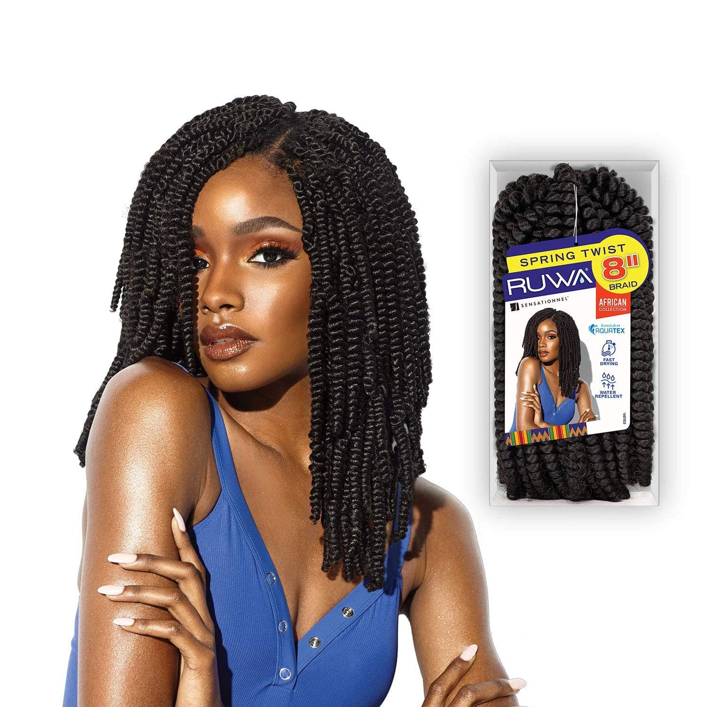 Sensationnel Ruwa Twist braiding hair -Spring Twist 8 inch water repellent kanekalon fast dry synthetic braid in hair extensions - RUWA Spring Twist 8 Inch (RED)