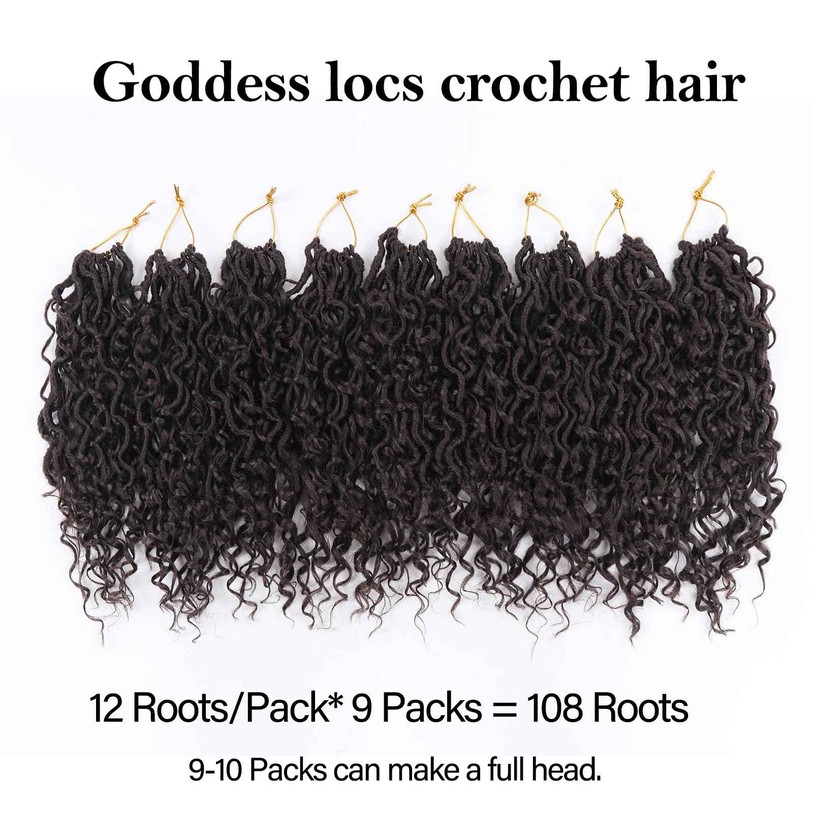 Sosihua Goddess locs crochet hair, 9 packs soft boho faux locs with curly ends bohemian crochet dreads for black women(8Inch,#4)
