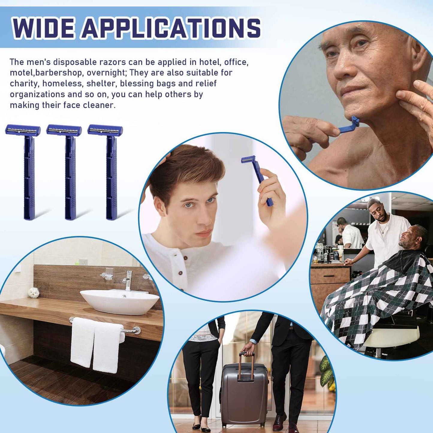 Chumia Twin Blade Razors for Men Stainless Steel Disposable Razors Men Bulk Plastic Shavers Multipurpose Portable Manual Disposable Shavers for Bathing Hotel Travel(150 Pieces)