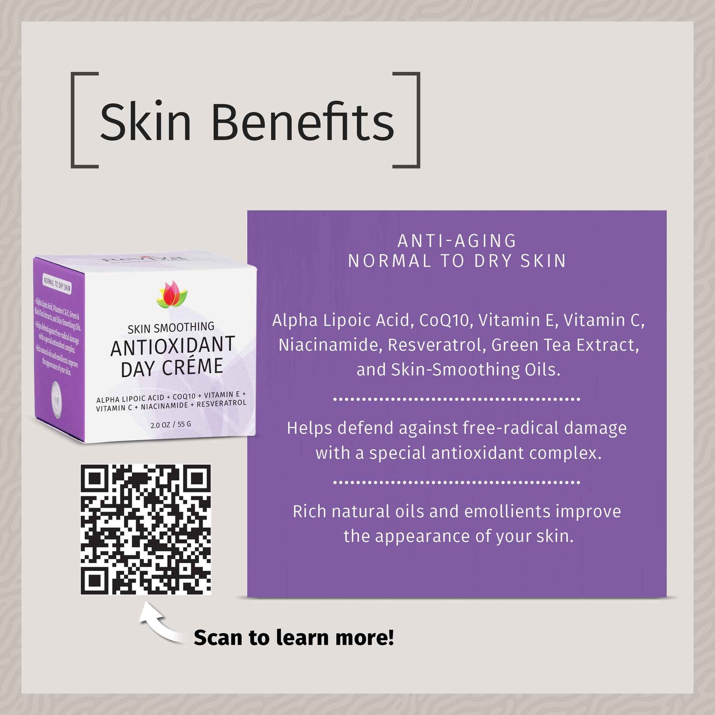 REVIVA LABS - Skin Smoothing Antioxidant Day Créme