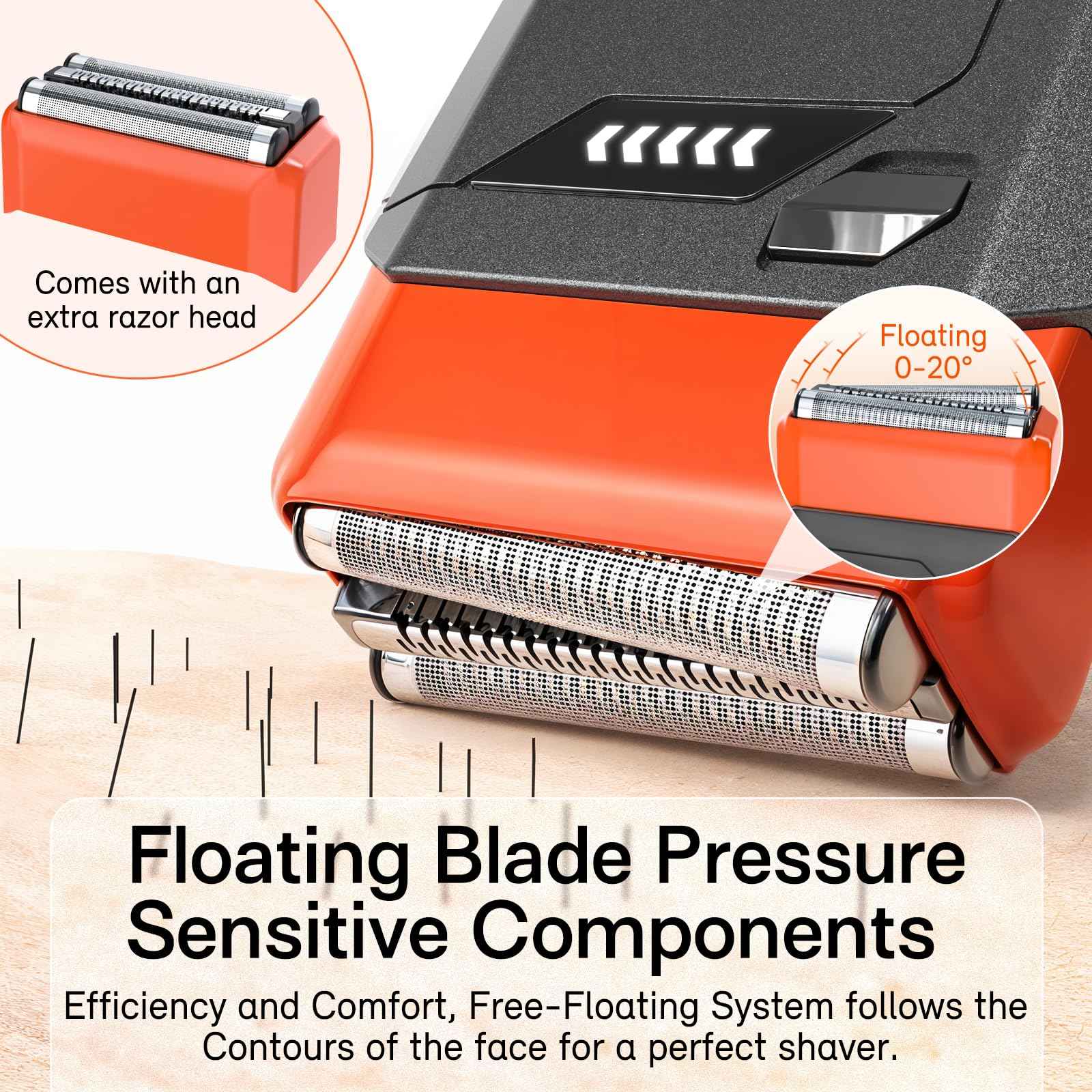 Foil Electric Shaver for Travel USB-C Fast Charging, IPX7 Waterproof Cordless Razor, Portable Face Shaver with Travel Case & Replacement Head, Compact Men’s/Grooming Design