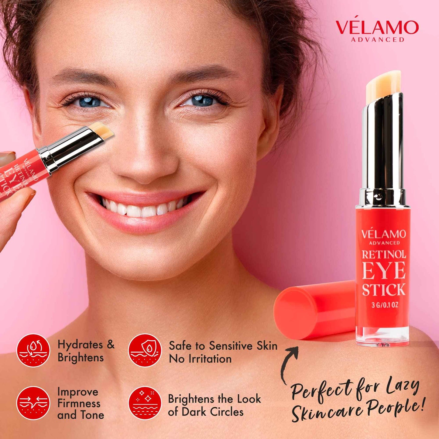 VELAMO Eye & Face Lift Duo – Instant Tightening Cream + Retinol Eye Stick for Wrinkles & Puffiness