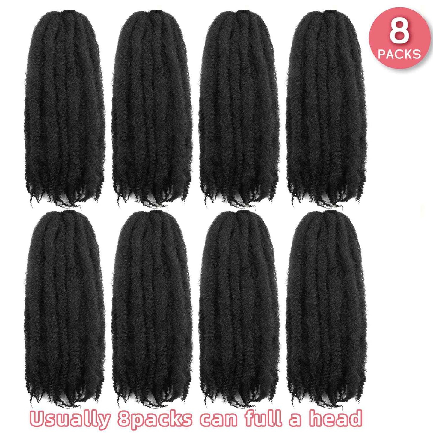 Marley Twist Braiding Hair-30Inch 8packs Cuban Twist Hair Soft Marley Hair for Black Women (1B, 30 Inch (Pack of 8))