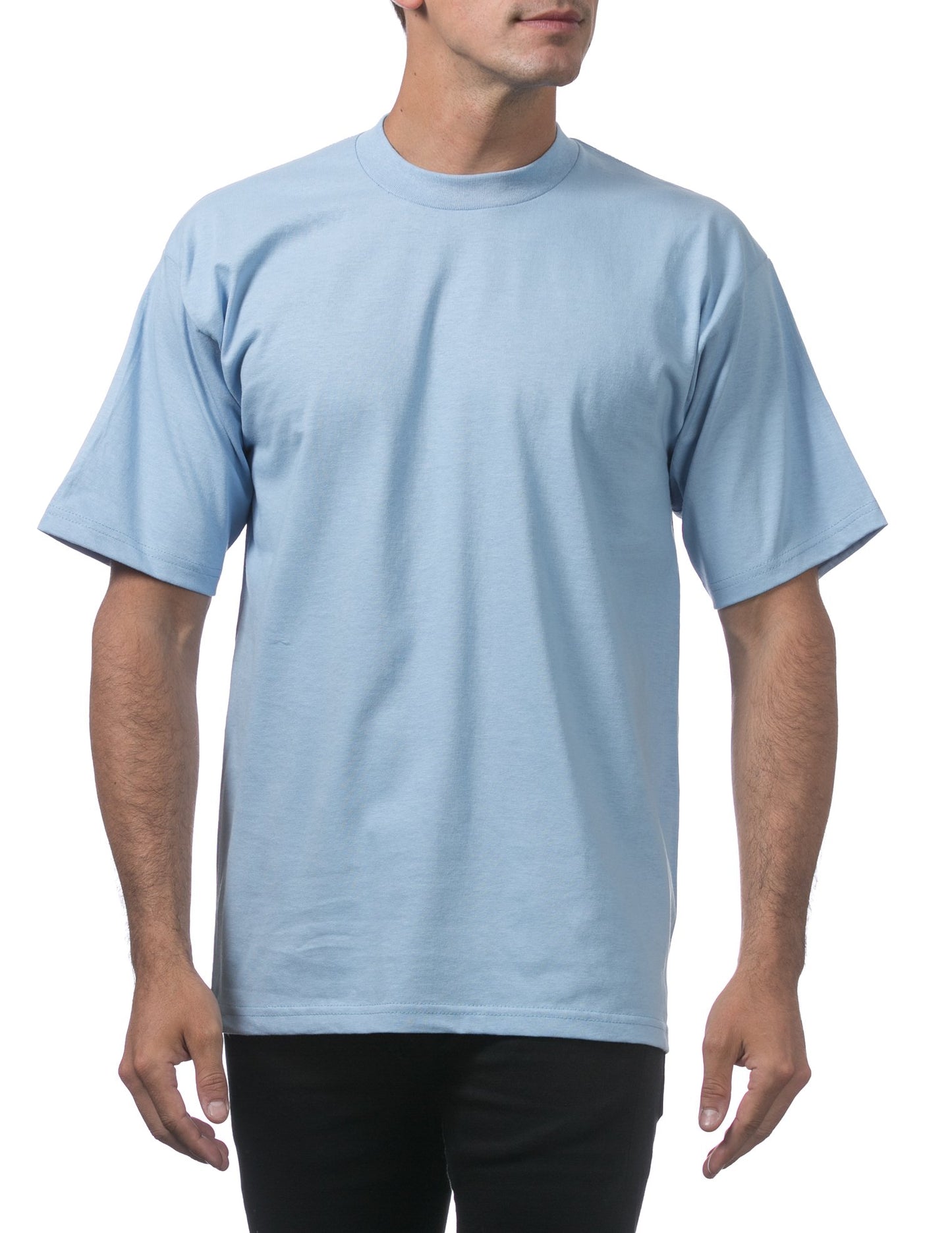 Pro Club Men's Heavyweight Cotton Short Sleeve Crew Neck T-Shirt, Sky Blue, Small