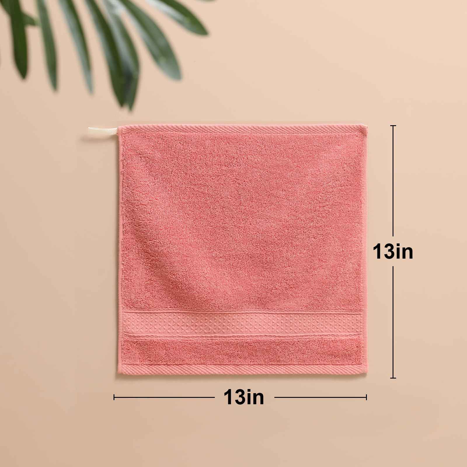 6 Pack 100% Cotton Washcloths Set, Highly Absorbent and Soft Feel Fingertip Towels, 13 x 13 in Quick Dry Face Cloths