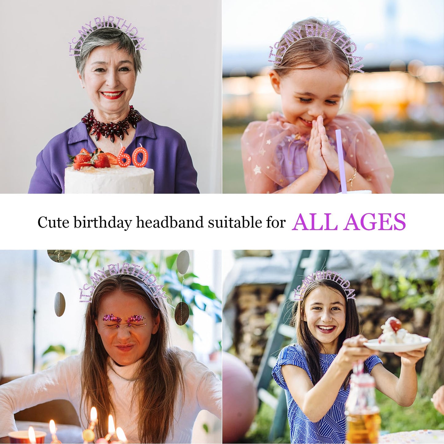 ACO-UINT Purple Birthday Crown for Girls, Cute It's My Birthday Headband Birthday Tiara for Women, Happy Birthday Headband Birthday Decorations Gifts for Women