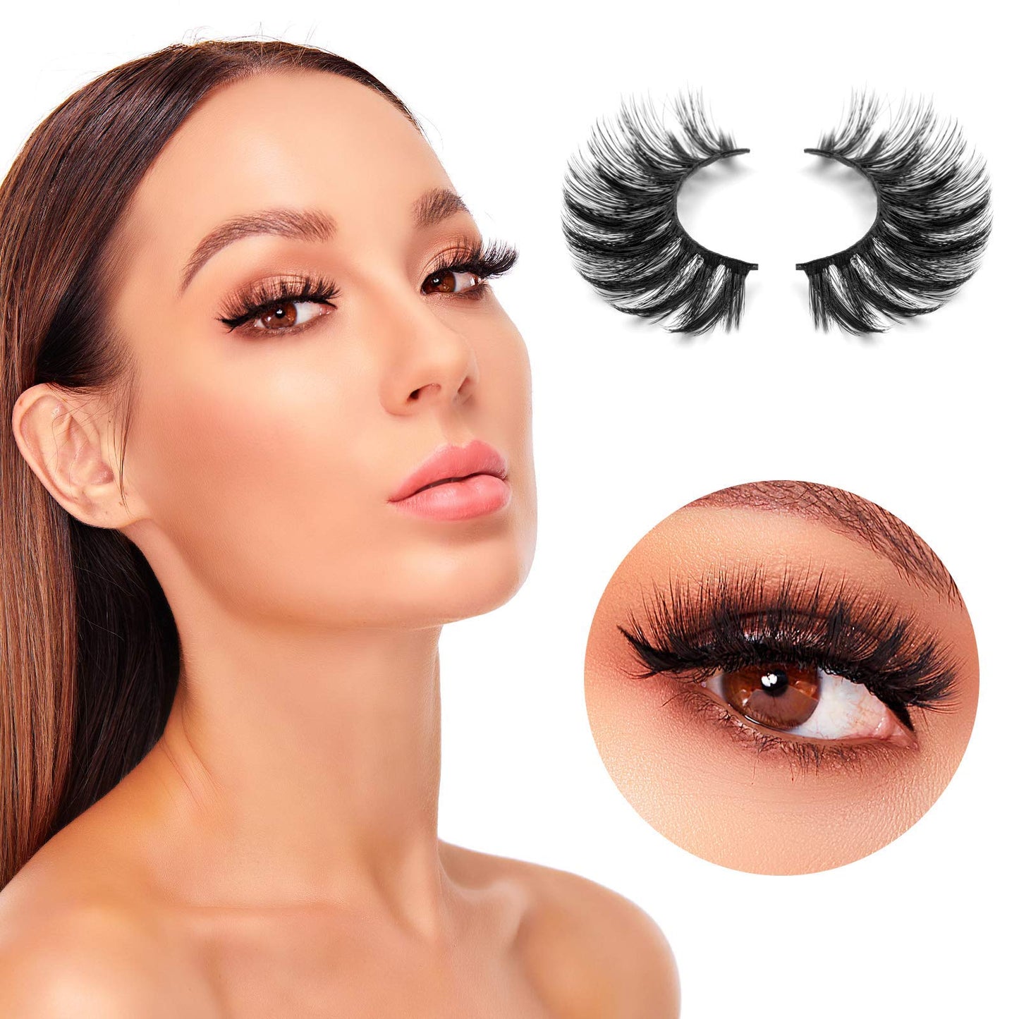 DYSILK Eyelashes Russian Strip Lashes - False Eyelashes Natural 10 Pairs 6D Lashes Pack Mink Eyelashes Wispy Fluffy Reusable Cat Eye Lashes Fake Eyelashes Lashes Natural Look | 17mm