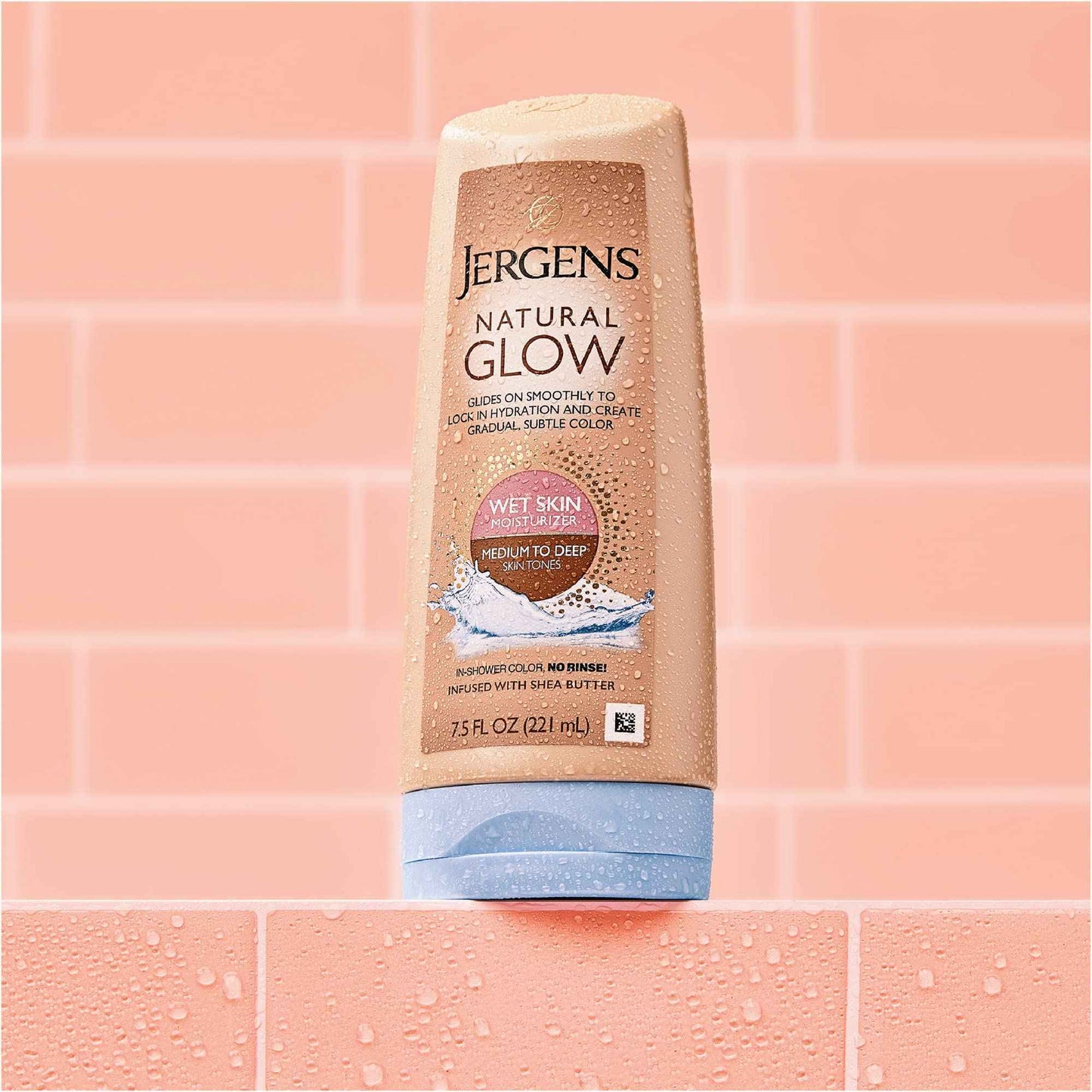 Jergens Natural Glow In Shower Lotion, Self Tanner for Medium to Deep Skin Tone, Sunless Tanning Wet Skin Lotion for Gradual, Flawless Color, 7.5 Ounce, Pack of 2