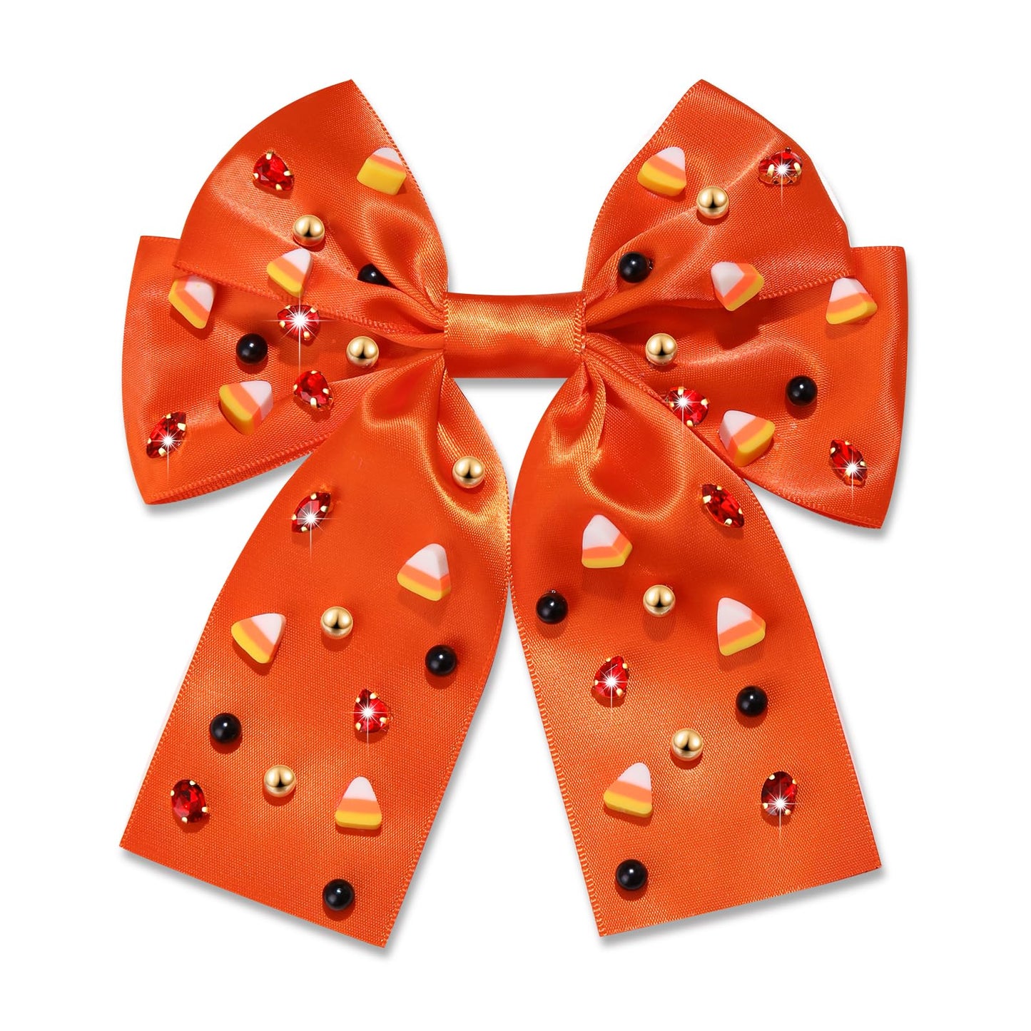 Halloween Hair Bows for Women Halloween Accessories Outfits Cute Candy Corn Hair Bows Jeweled Large Hair Bow Clips Black Orange Stain Hair Ribbons Costume Party Favors Gifts (Pattern E)