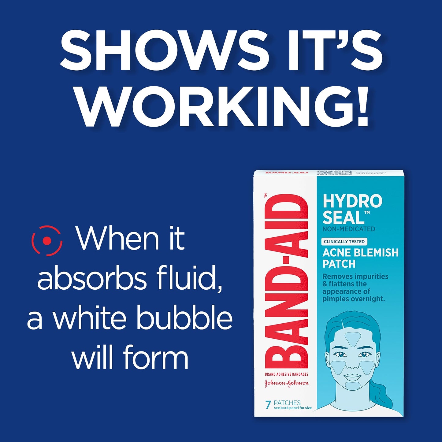 Band-Aid Brand Hydro Seal Acne Blemish Patches, Clear Non-Medicated Face Patch Absorbs Fluids & Provides a Protective Healing Environment for Pimples, Sterile, Three Pack, 3 x 7 Patches