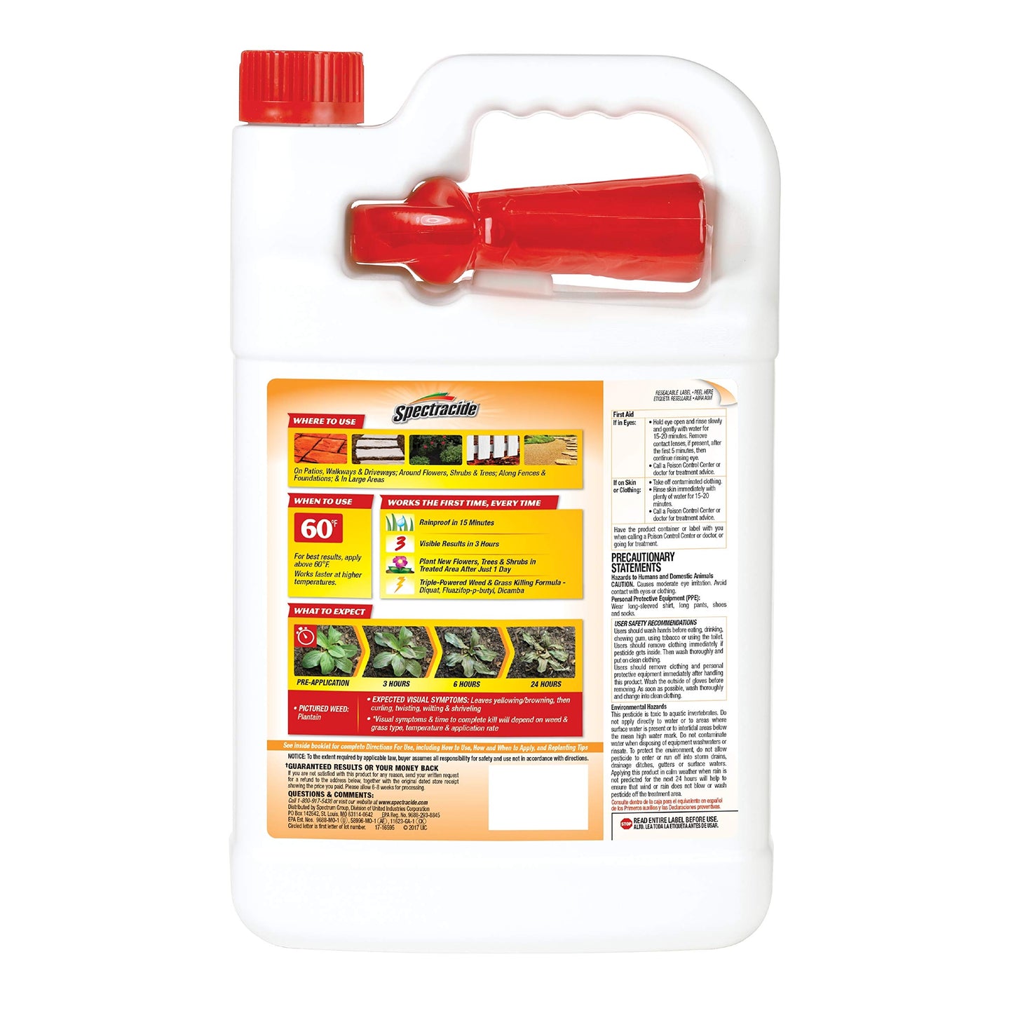 Spectracide Weed & Grass Killer, Use On Driveways, Walkways and Around Trees and Flower Beds, 1 Gallon (RTU Spray)