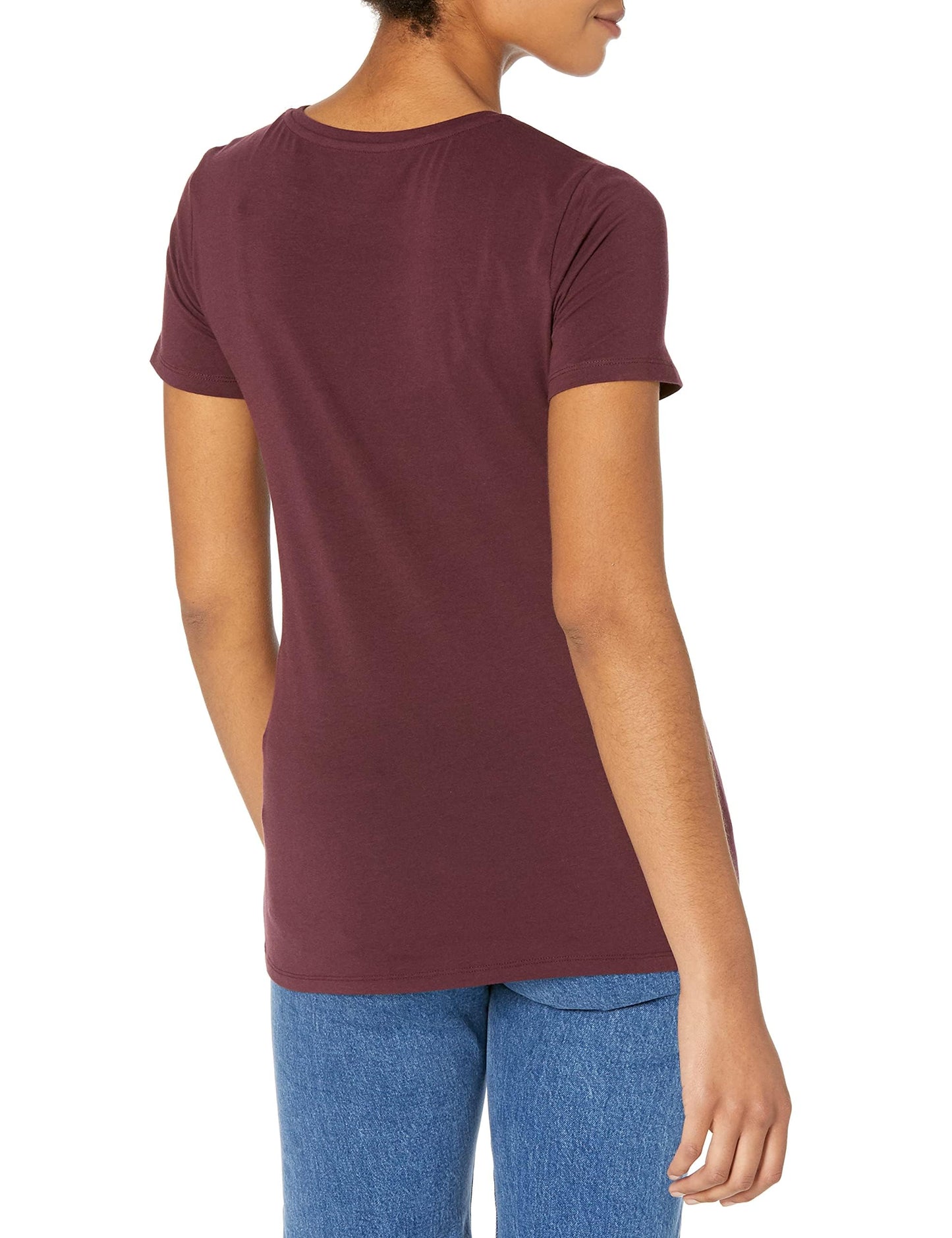 Amazon Essentials Women's Classic-Fit Short-Sleeve Crewneck T-Shirt, Pack of 2, Burgundy/Navy, X-Small