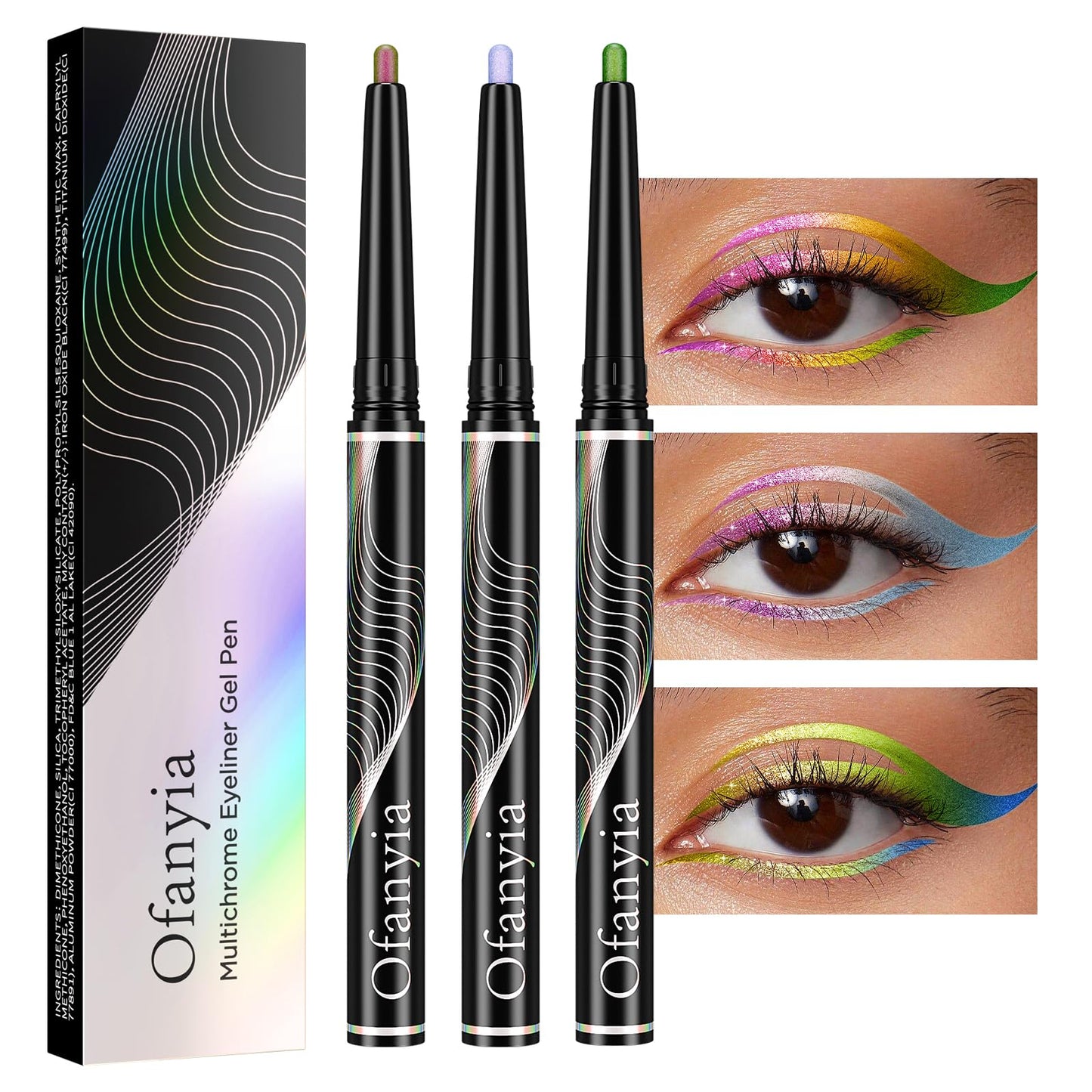 Multichrome Eyeliner, Colored Eyeliner Penclis with Retractable,Glitter Eyeliner Pencil for Halloween Makeup,Waterproof Eyeliner Pen,24h Long Lasting Eye Liner Smudge Proof Eye Pencil