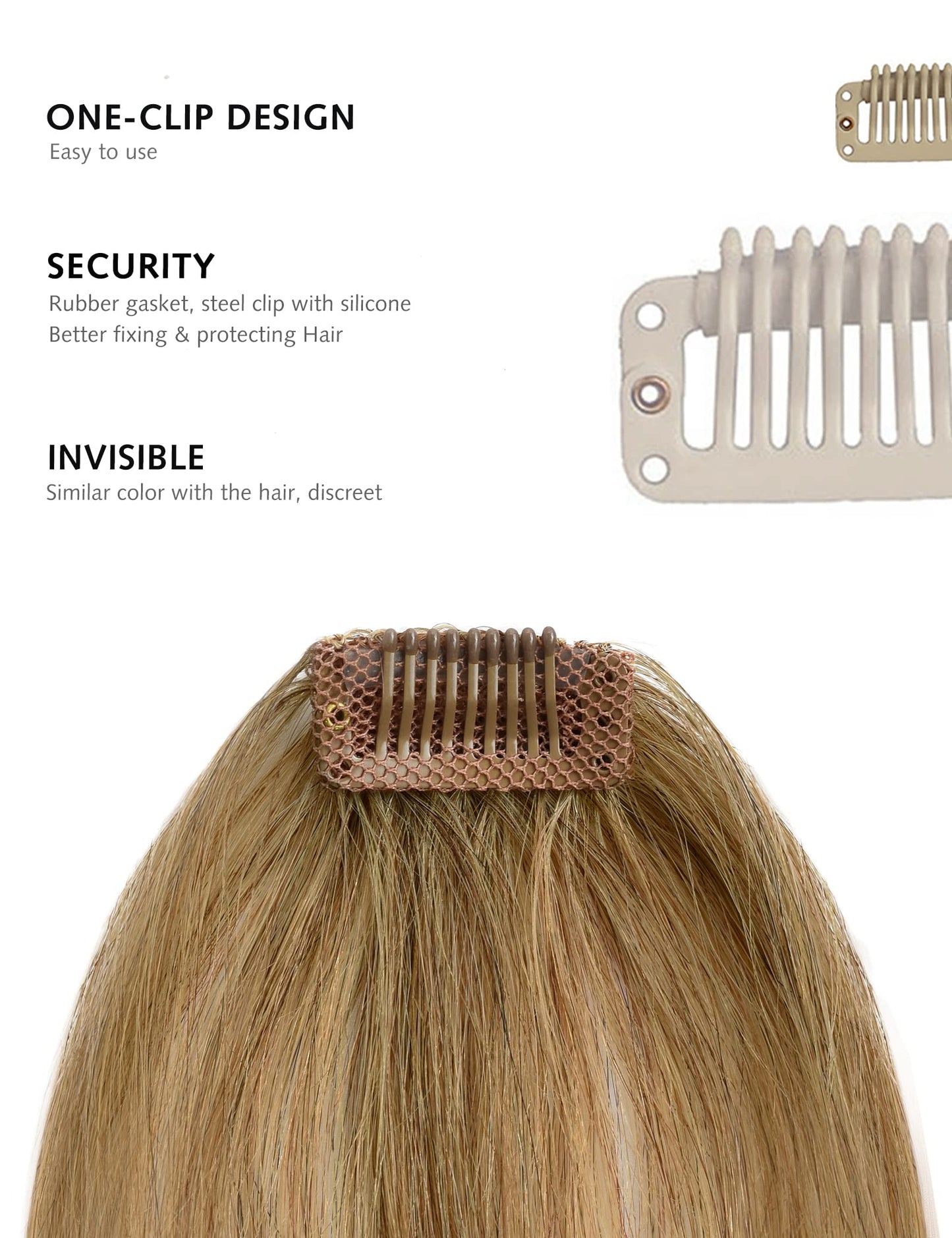 DILUSILK Bangs Hair Clip in Fringe Bangs 100% Real Human Hair Pieces for Women Dark Blonde