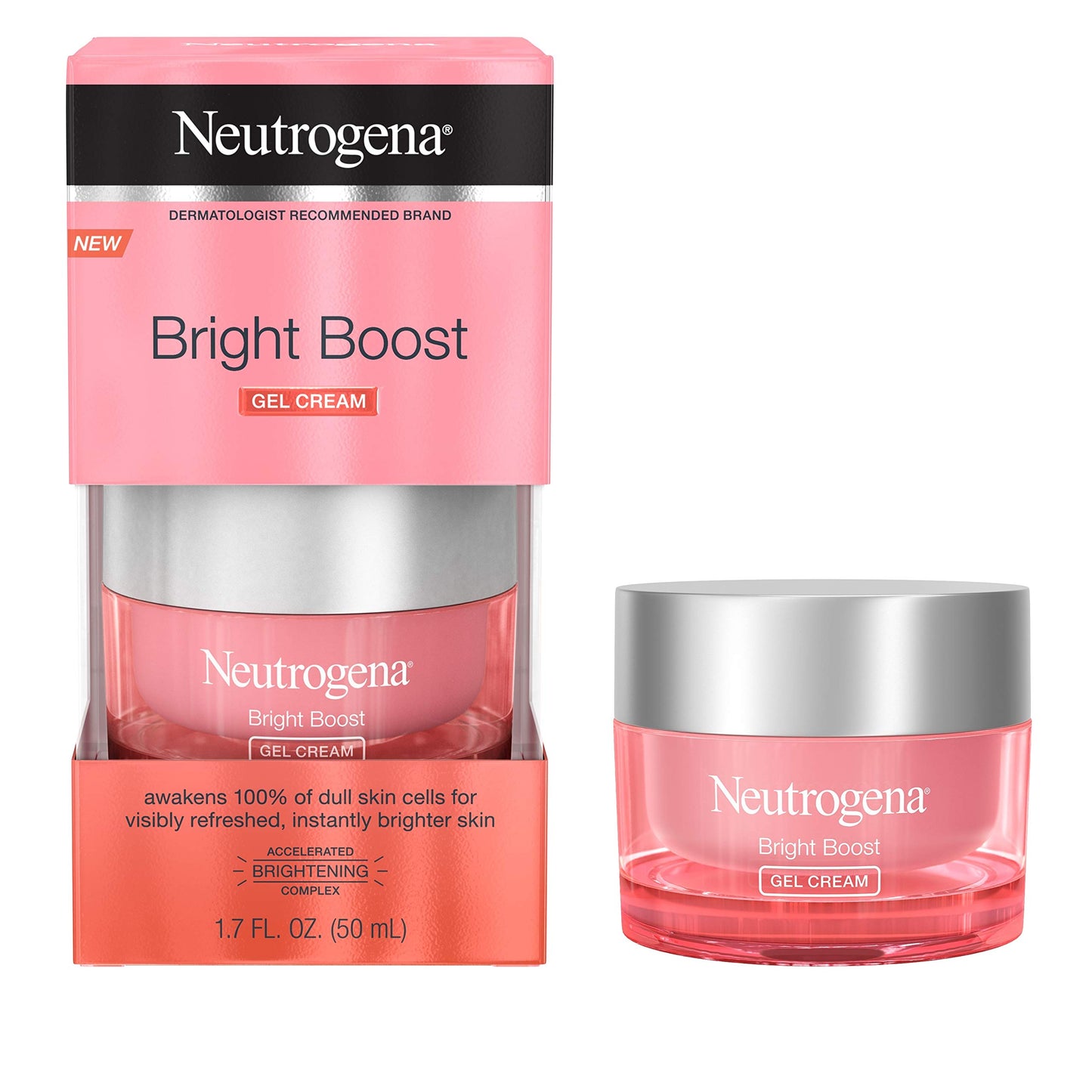 Neutrogena Bright Boost Brightening Moisturizing Face with Skin Resurfacing and Brightening Neoglucosamine for smooth skin Facial with AHA PHA and Mandelic Acids, Gel Cream, 1.7 Fl Oz