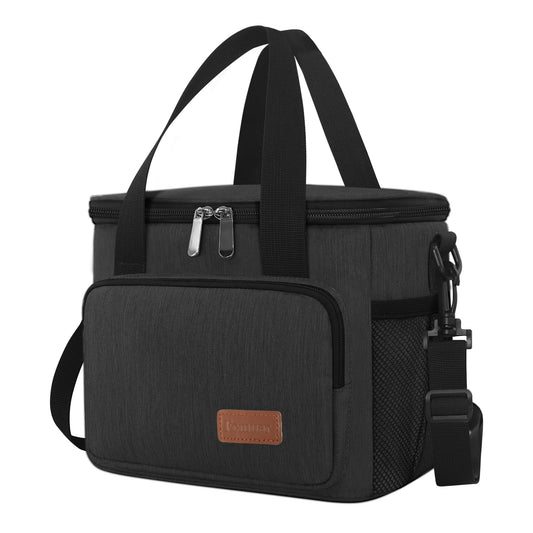 Femuar Lunch Bags for Women/Men, Insulated Lunch Bag for Work Office Picnic - Lunch Cooler Bag Leakproof Lunch Box with Adjustable Shoulder Strap - Charcoal