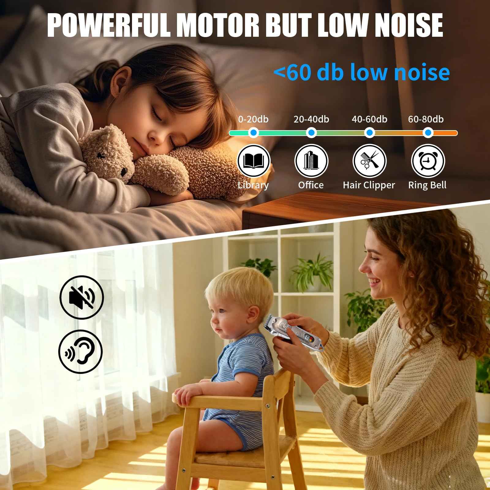 Professional Hair Clipper Set, Men's Hair Clipper, T-Shaped sideburn Trimmer, Electric Shaver, Beauty Salon kit for Hair Cutting and Shaving. (Gold)