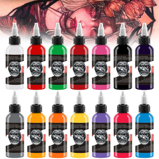 Tattoo Ink Set - Tattoo Pigment Set 14 Colors Permanent Tattoo Ink 30ml/ Bottle Professional Tattoo Supplies Used for 3D Makeup Beauty Skin Body Care