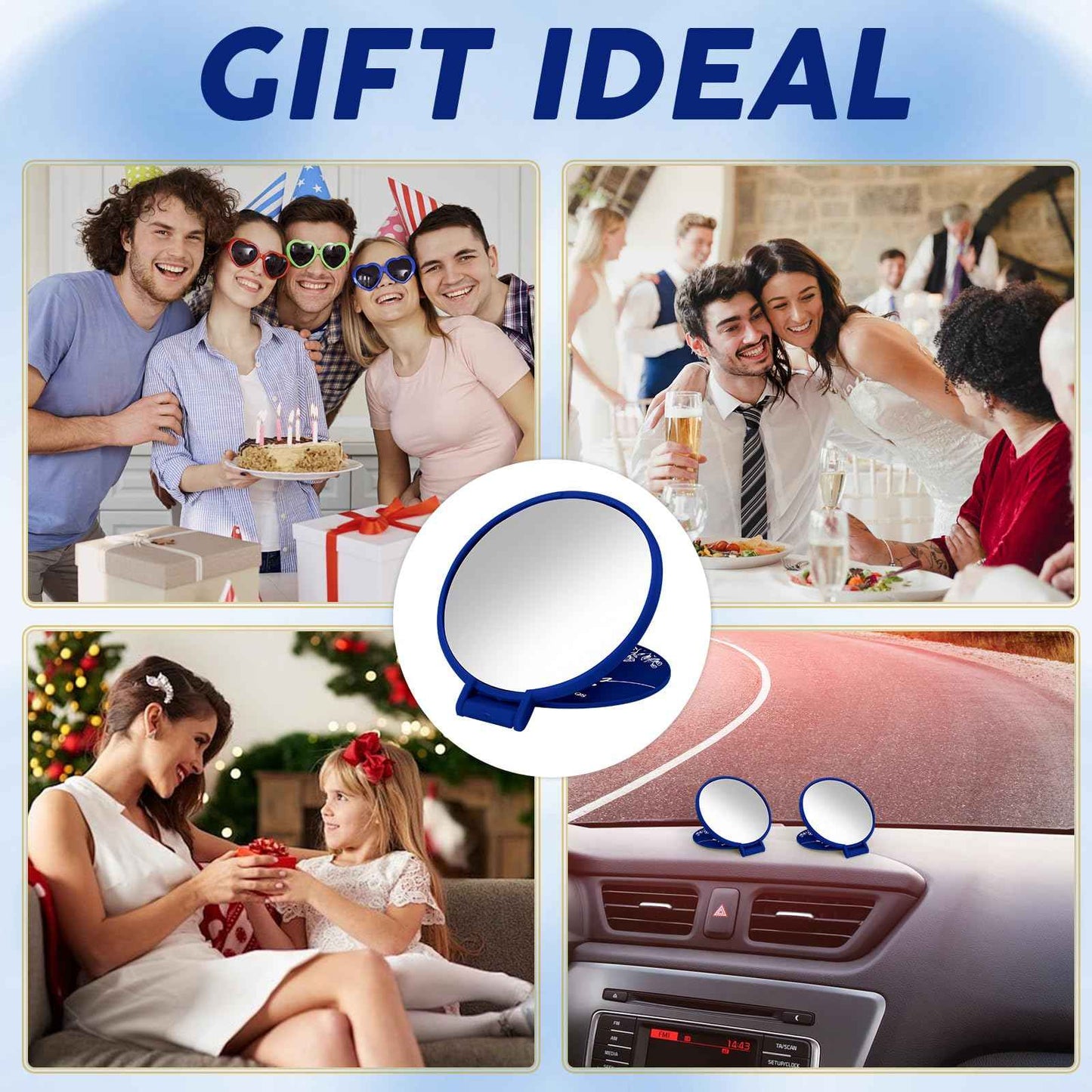 HSDSH 100 Pcs Inspirational Compact Mirror Bulk Small Pocket Mirror Purse Round Portable Folding Makeup Mirror Thanksgiving for Women Coworker Employee Teacher(Blue)