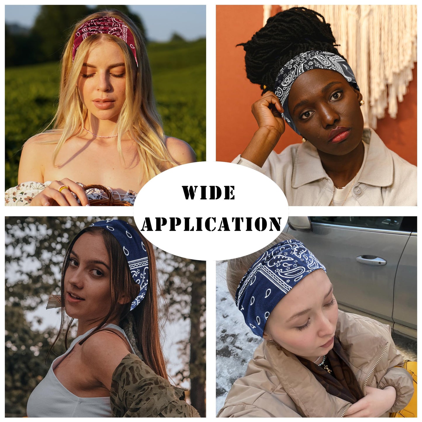 FULZTEY Wide Boho Headbands for Women Knotted Turban Retro Paisley Printed Head Bands Non Slip Hairbands Elastic Workout Yoga Sweatbands Soft Bandanas Fashion Hair Accessories for Girls Pack of 3