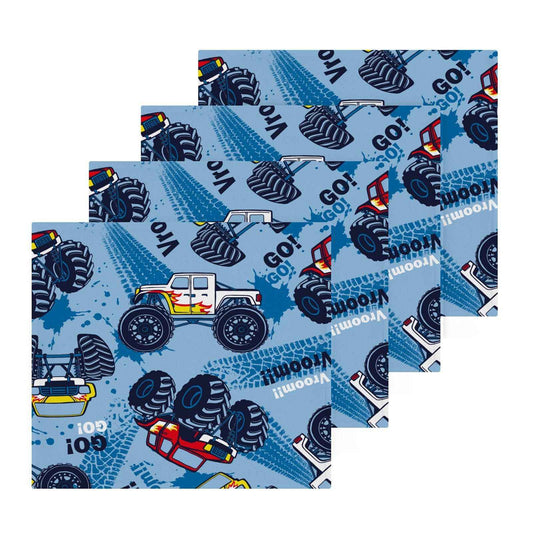 SUABO Soft Cotton Kid's Bath Washcloths,Monster Truck Cars Towel,Set 6