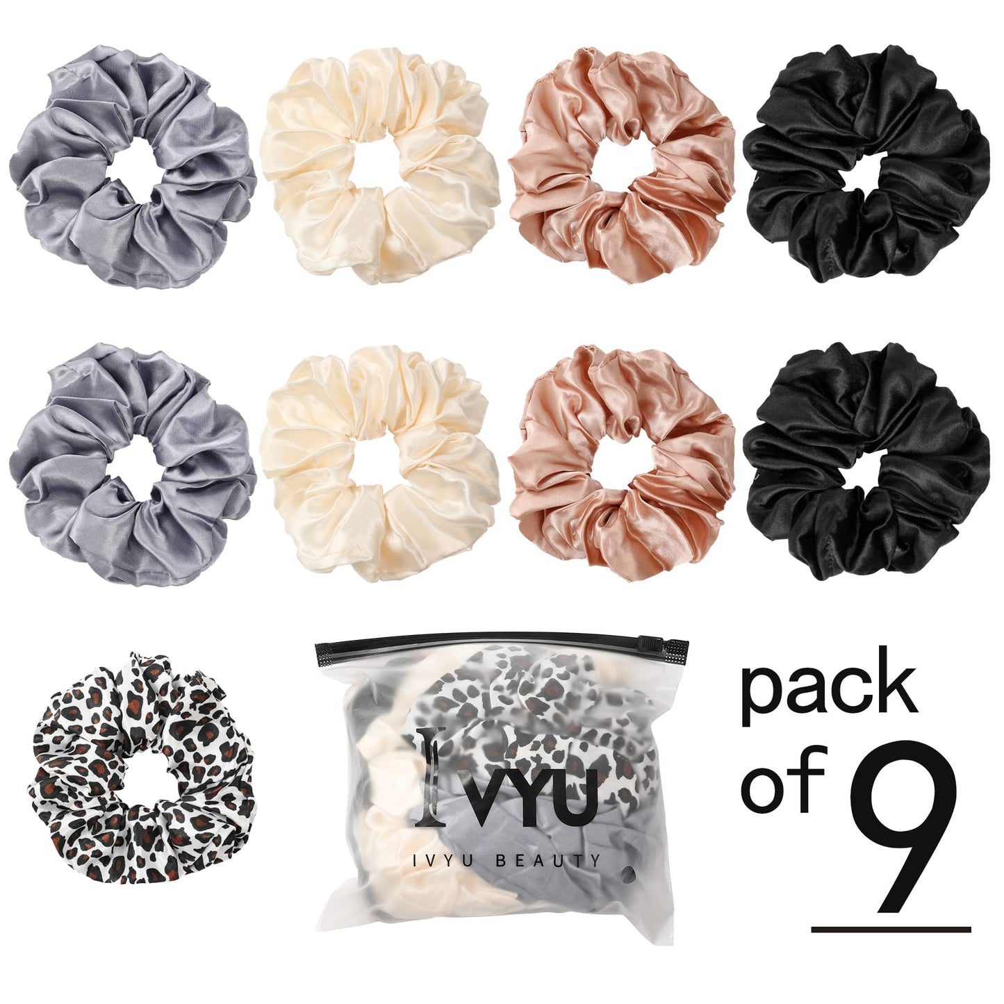 Scrunchies Hair Ties Elastics Bands Ponytail Holder Pack of Neutral Scrubchy Hair Accessories Women Girls (Big, 4 Color Mixed 2)