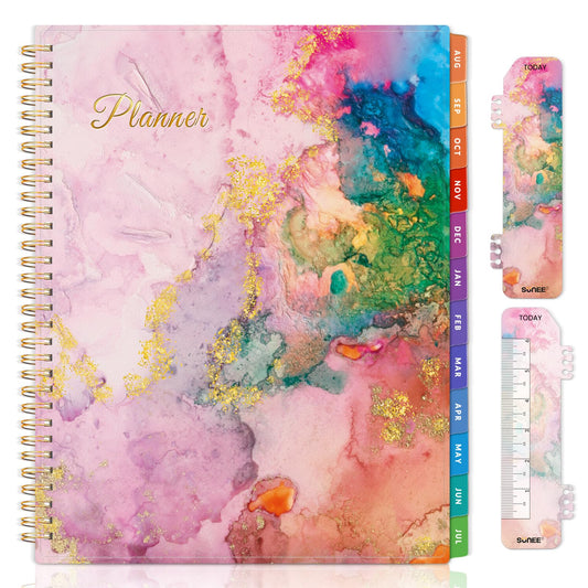 SUNEE Academic Planner 2024-2025 Weekly and Monthly - from August 2024 - December 2025, 8.5"x11" School Year Calendar Daily Planner with Monthly Tab, Flexible Cover, Note Pages, Pockets, Bookmark,