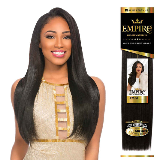 Sensationnel Empire yaki human hair - Tangle Free Weaving for Quick Weave and Sew in Styles for Faux Highlights and Fauxmiddlepart Leave Out - 1 Pack (12 inch, 4 MEDBROWN)