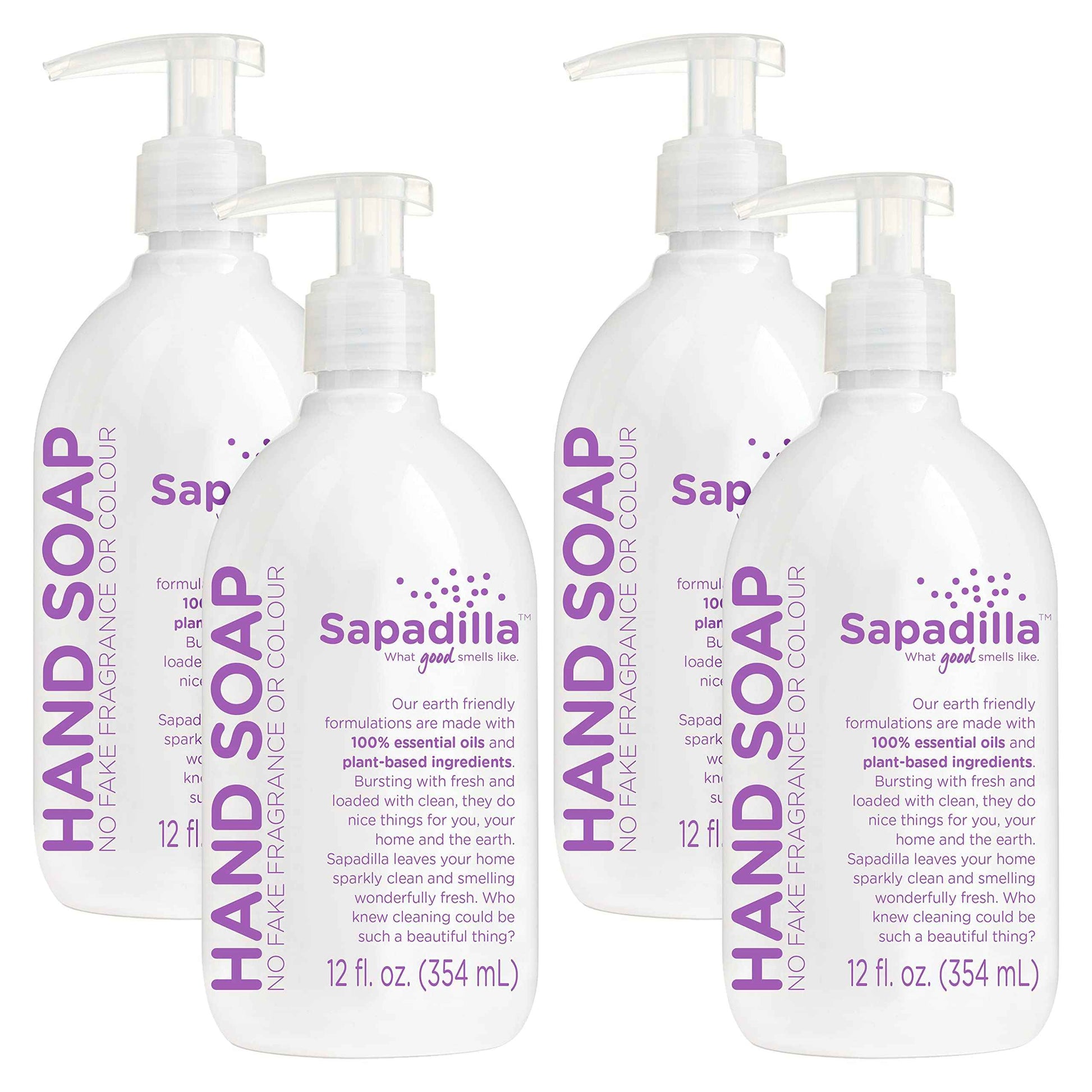 Sapadilla Liquid Hand Soap - Sweet Lavender + Lime - Made with 100% Pure Essential Oil Blends, Cleansing & Moisturizing, Aromatic & Fragrant Hand Soap, Plant Based, Biodegradable, 12 Ounce (Pack of 4)