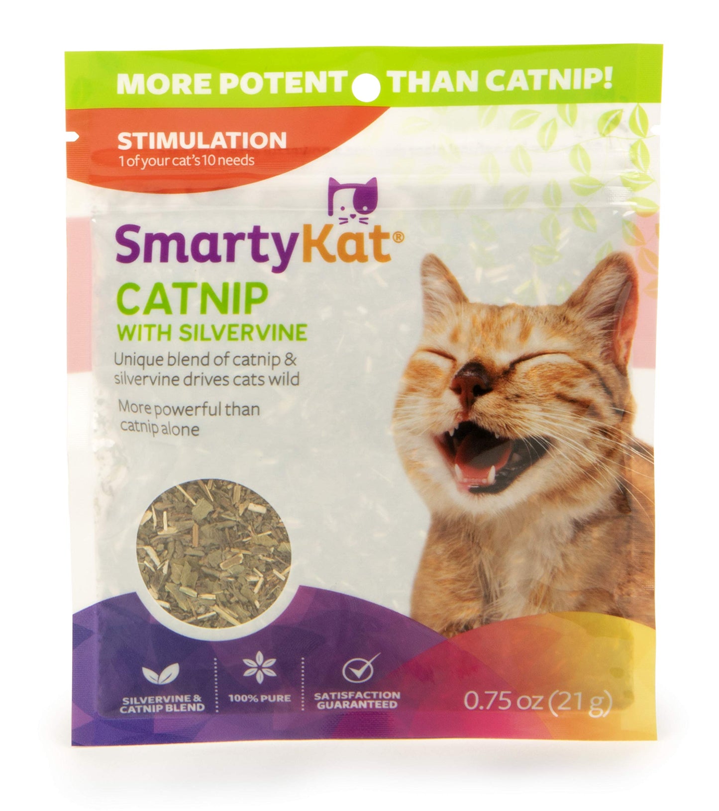 SmartyKat Catnip & Silvervine Blend for Cats & Kittens, Resealable Pouch - 0.75 Ounce