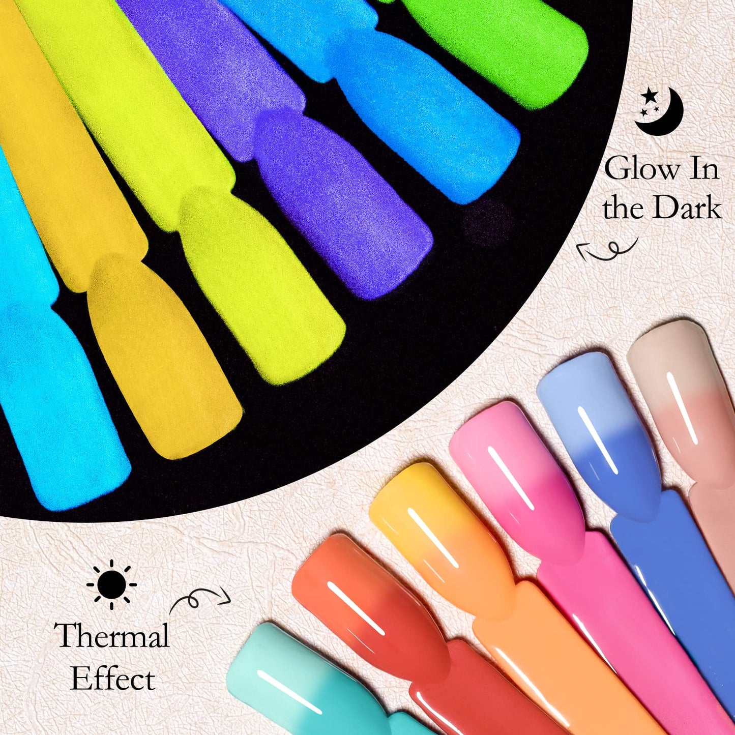 MSRUIOO Color Changing Gel Nail Polish Set Glow in the Dark Gel Nail Polish Kit Mood Luminous Temperature Color Change Gel Polish Soak Off Gel Polish Kit 6 PCS 8ML