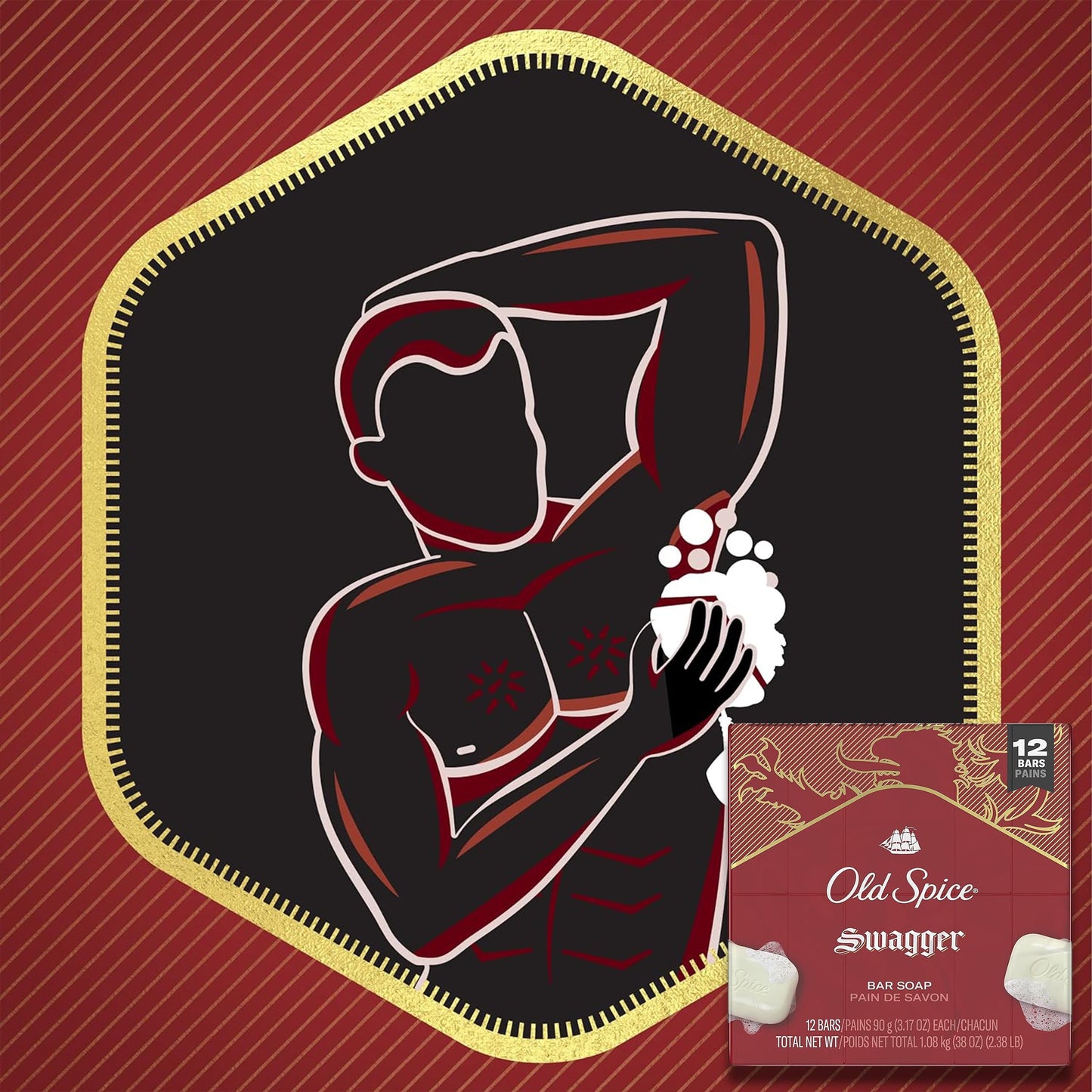 Old Spice Bar Soap for Men, Swagger Scent, 3.17 Ounce (12 Bars)