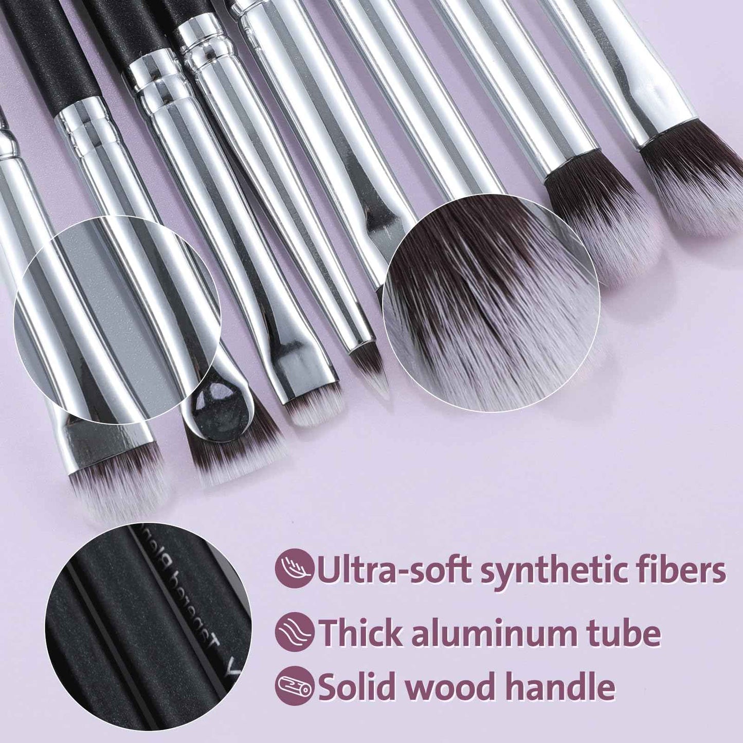 ENERGY Eyeshadow Brush Set 11PCS Professional Makeup Brushes for Eye Shadow Brows Smudge Concealer Eyeliner Eyelash Highlighter Blending Vegan Synthetic Face Make Up Kit with Travel Case Black