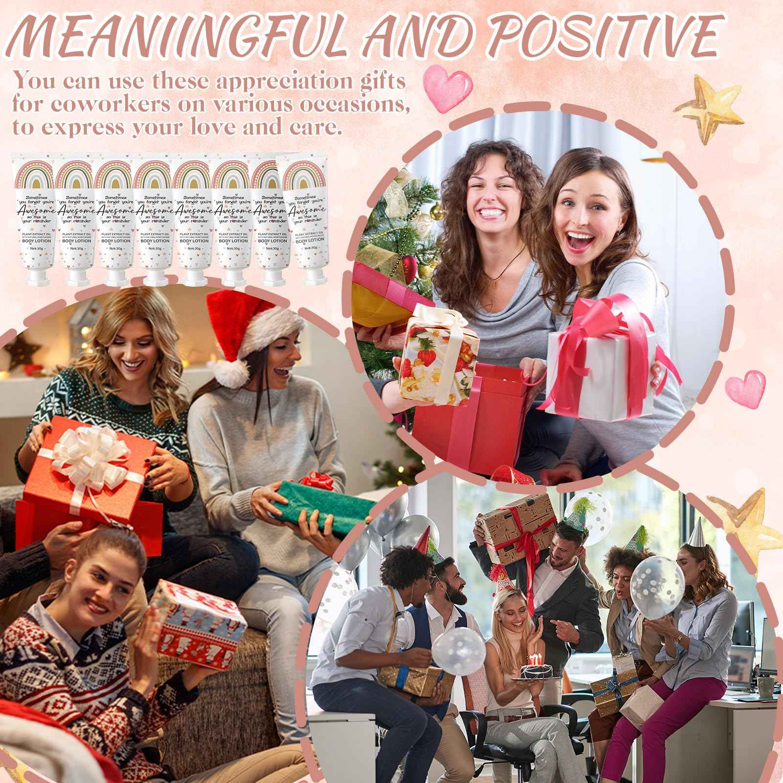 Yaryang 24 Pcs Christmas Mini Body Lotion Gifts Bulk for Dry Skin Travel Size Rainbow Body Cream Christmas Appreciation Gifts Moisturizing Lotion Xmas Stocking Stuffers for Women Ladies Nurse