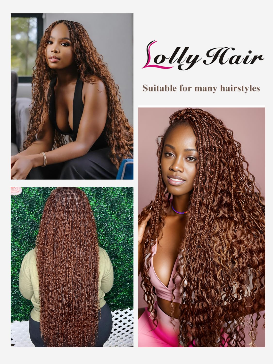 Chocolate Brown Braiding Hair 1 Bundle 50g 20 Inch Deep Water Wave Bulk Human Hair for Braiding Brazilian Virgin Curly Human Hair Extensions for Boho Braids Wet and Wavy Color 4 Human Braiding Hair